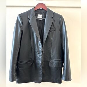Zara woman's faux leather blazer size xs oversized